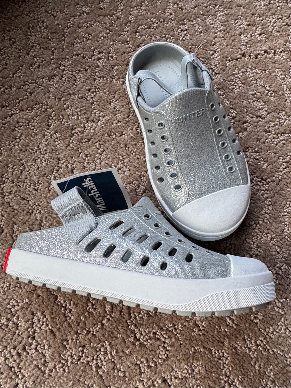 Hunter Kids Silver Glitter Slip-On Shoes
